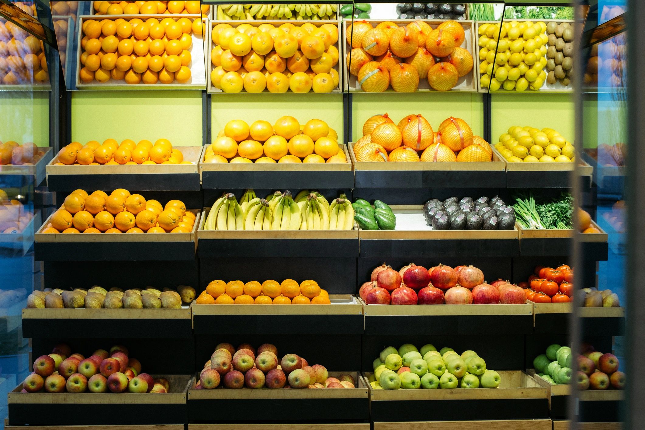 Store shelves stocked with drinks and fresh grab-and-go items